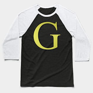 The Letter G in Shadowed Gold Baseball T-Shirt